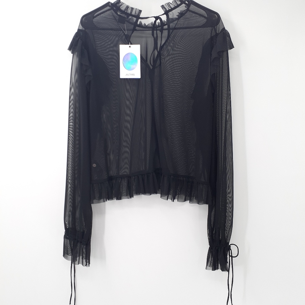 MONKI Black Ruffle Blouse - Picture 3 of 7